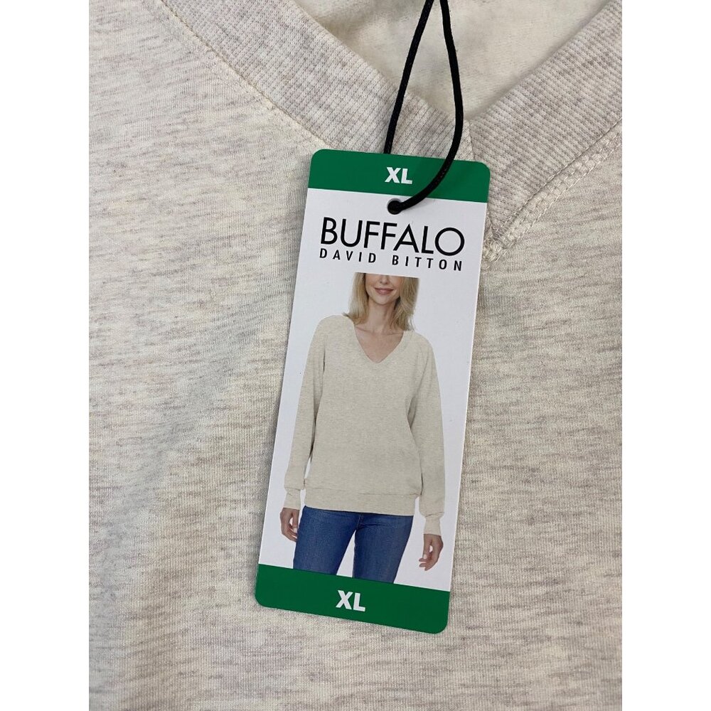 NWT Buffalo David Bitton Women Super Soft V-Neck Pullover Sweatshirt, O Heather - Picture 5 of 12